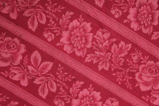 Antique French Fabric Floral Red & Pink 1860 Cotton For Quilts Pillows & Sewing