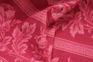 Antique French fabric floral red & pink 1860 cotton for quilts pillows & sewing 7