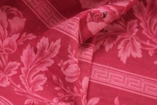 Antique French fabric floral red & pink 1860 cotton for quilts pillows & sewing 8