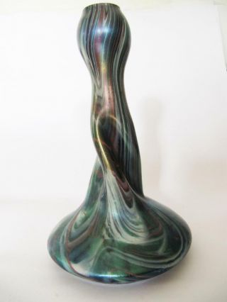 Loetz Rindskopf Kralik Art Nouveau C1900 Twisted Neck Iridescent Glass Vase