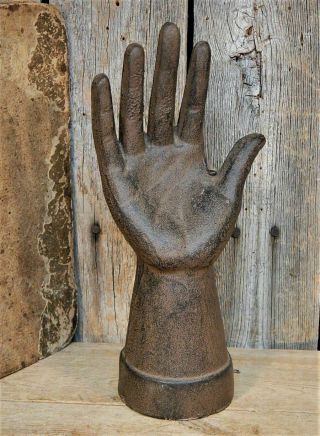 Rare Antique Primitive Cast Iron Hand Form Mold Display Aafa