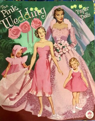 Vintage Uncut Paper Doll Book The Pink Wedding 1559 Merrill 1952