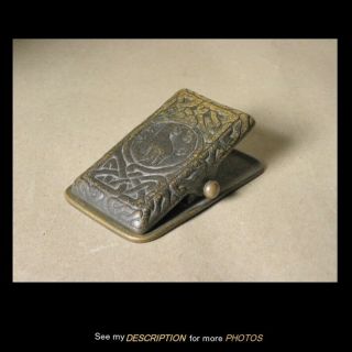 Antique Tiffany Studios Zodiac Bronze Letter Note Paper Clip Holder 1080