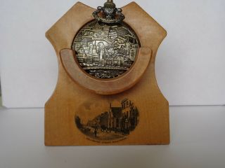 Antique Mauchline Ware Pocket Watch Holder " Wellington Street,  Ballymena "