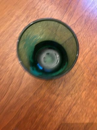 ANTIQUE MARY GREGORY GREEN EMERALD GLASS TUMBLER BOY WITH BIRD ENAMEL DECORATED 4