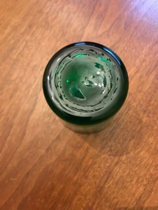 ANTIQUE MARY GREGORY GREEN EMERALD GLASS TUMBLER BOY WITH BIRD ENAMEL DECORATED 5