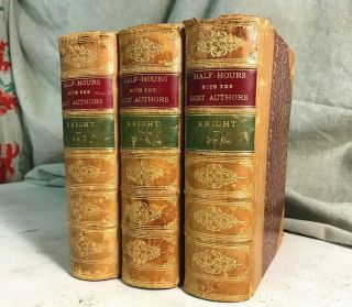 Half Hours With The Best Authors Antique Leather Bound Books Decor Shabby Chic