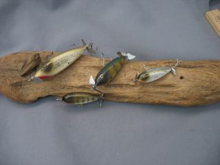 Vintage/antique Fishing Lures - 4 Old Baits - All Creek Chub Injured Minnows - 3 Size