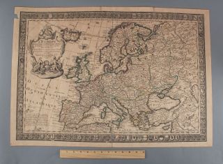 1731 Antique 18thc Guillaume Danet Engraved Hand Colored Map Of Europe