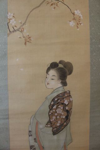 Q00z0 Gorgeous Kimono Beauty Japanese Hanging Scroll