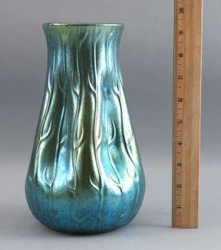 9.  5 Inch Antique Hand Blown Loetz Neptune Seaweed Czechoslovakian Art Glass Vase
