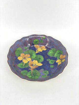 Antique Royal Doulton Stoneware Bowl Purple with Nasturtiums 2