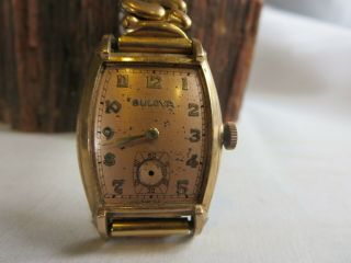 Vintage Bulova Rose Gold Filled 17 Jewel Mens Watch For Repair Rp1