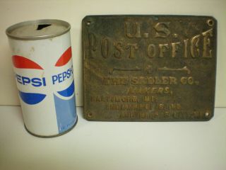 Antique Brass Sadler US Post Office Window ID Plate from Country Store Unit 1900 2
