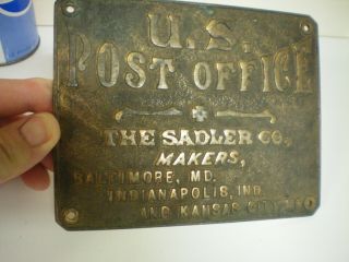 Antique Brass Sadler US Post Office Window ID Plate from Country Store Unit 1900 3