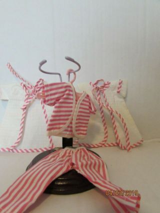 Vintage Betsy Mccall 8 " Doll 3 Pc Pink White Stripe Pajama Set,  Extra