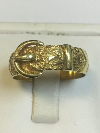 Rare Gents Victorian Antique Sterling Silver Gilt Buckle Ring Birmingham 1900