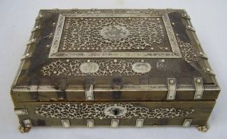 Antique Regency Anglo Indian Horn Work Box Sewing Box
