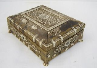 antique regency anglo indian horn work box sewing box 2