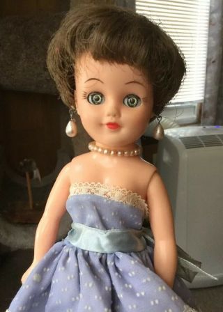 Vintage Vogue Doll JAN? Ginny,  Jill Brown Hair,  Jewelry,  Dress EUC Estate Find 2