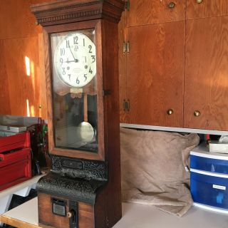 Antique INTERNATIONAL TIME RECORDING CO.  CLOCK Endicott NY Pat 1894,  04,  05,  08 5