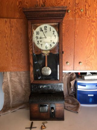 Antique INTERNATIONAL TIME RECORDING CO.  CLOCK Endicott NY Pat 1894,  04,  05,  08 6