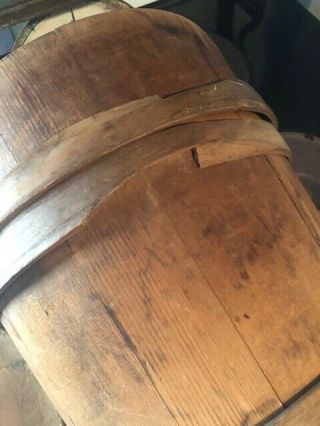 EARLY Antique Primitive Wood Firkin Sugar Bucket Finger Banded SHAKER 5