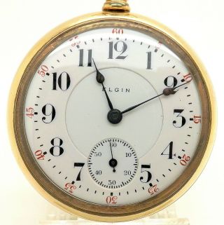 1908 Elgin Grade 240 Model 8 B.  W.  Raymond 18s 19J 10k Gold Filled Pocket Watch 7
