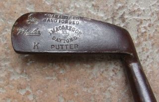Antique Vintage J.  Macgregor Popular Model K Hickory Wood Shaft Golf Club Putter