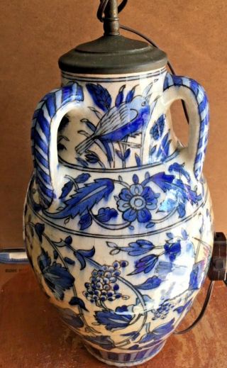 Antique Delft Table Lamp Blue And White Decoration Pottery