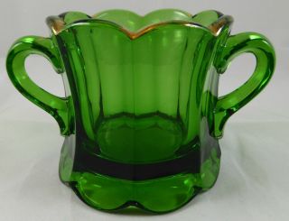 Antique Green Pattern Glass Souvenir Sugar Bowl G9