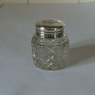 Victorian Silver Screw Topped Cut Glass Face Cream Jar London.  1888