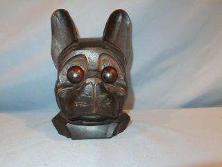 Very Scarce Antique Wooden Rolling Eye Figural Dog Clock 2
