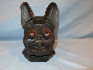 Very Scarce Antique Wooden Rolling Eye Figural Dog Clock 4