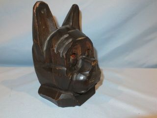 Very Scarce Antique Wooden Rolling Eye Figural Dog Clock 6