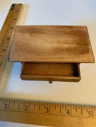 MINIATURE Table With Drawer WOOD DOLL HOUSE FURNITURE VINTAGE 3
