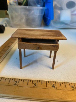 MINIATURE Table With Drawer WOOD DOLL HOUSE FURNITURE VINTAGE 4