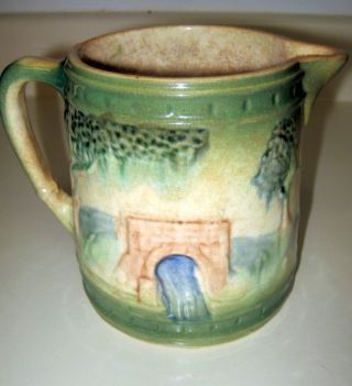 Antique Roseville Pottery Arts Crafts Vase Watergate Landscape Under The Bridge