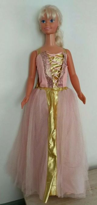 Vintage 1992 Mattel My Size Barbie Doll 3 Feet Tall Pink & Gold Dress Blond Hair