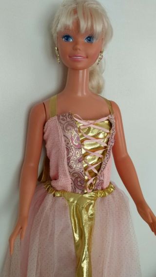 Vintage 1992 Mattel My Size Barbie Doll 3 Feet Tall pink & gold dress blond hair 2