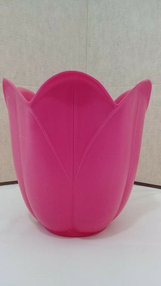 Vintage Tulip Trash Can Pink Waste Basket Fesco Usa Made Flower Form 5815
