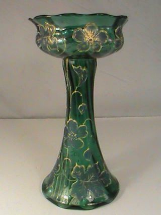 Antique Art Nouveau Mont Joye Art Glass Vase Floral Twisted Design France Rare