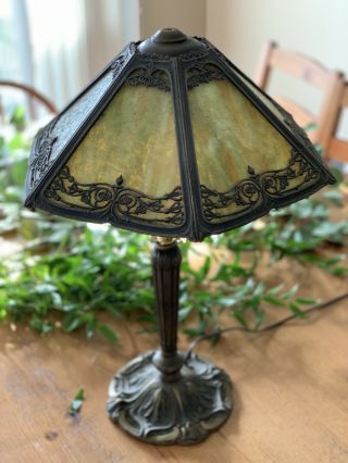 Gorgeous Victorian Slag Glass Table Lamp By Plb&g Co.