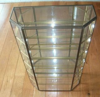 Brass Glass Mirror Back 16 " Tall Table Top Curio Cabinet Display Case 6 Shelves