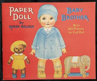 Uncut Baby Brother Paper Doll Book - Queen Holden,  Whitman 1929