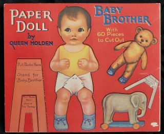 Uncut Baby Brother Paper Doll Book - Queen Holden,  Whitman 1929 2