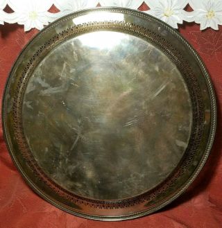 Vintage Wm.  Rogers Silver Plate Serving Tray/Platter aprox15 inch Round 162 3