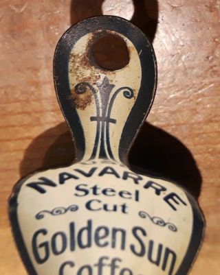 Rare Antique Tin Litho Advertising Navarre Steel Cut Golden Sun Coffee Scoop 8