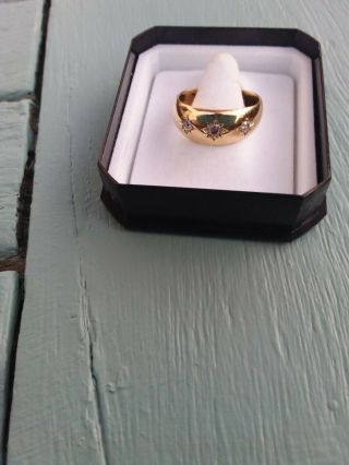 Antique 18ct Gold Gypsy Ring With 3 Diamonds