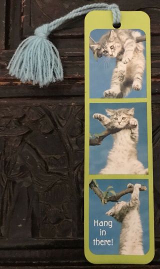 Antique 1970’s Hallmark Cat Bookmark Hang In There - Rare